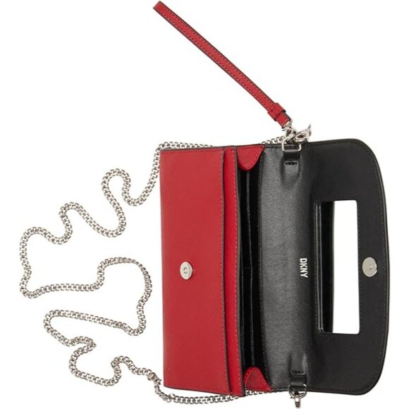 DKNY Women’s DKNY Phoenix Wallet on a Chain in Wallet Bright Red NWT - Picture 3 of 4